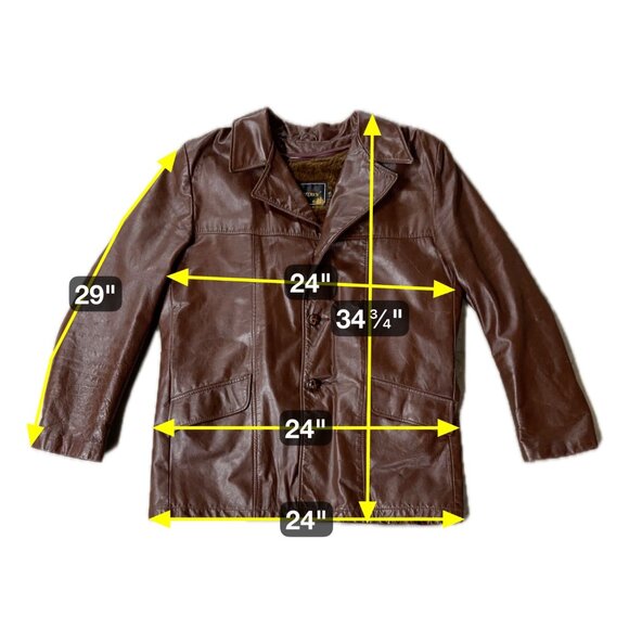 Vintage Leather Jacket Zip Lining Startown USA 1970s Mens Disco 44 Tall Brown - Picture 10 of 11